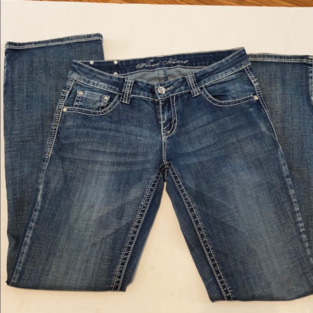 Wired Heart flare jeans with rhinestones